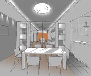 Заказать  on-line персональный Блиц-дизайн интерьеров квартиры или дома в г. Калуш  . Кухня-столовая 26,5 м2